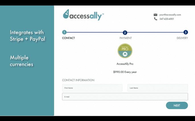 Screenshot of of AccessAlly Order Forms