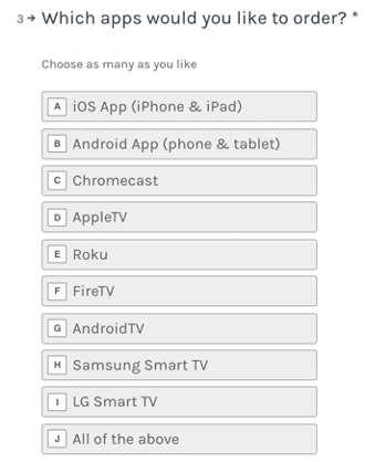 Screenshot of Uscreen OTT app order form