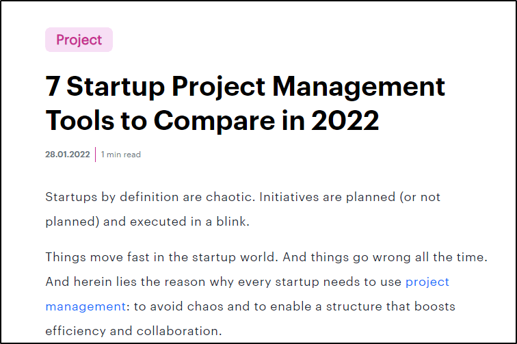 post in Kissflow - "7 Startup Project Management Tools to Compare in 2022" 