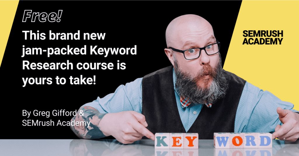 Banner for free keyword research course from SEMRush