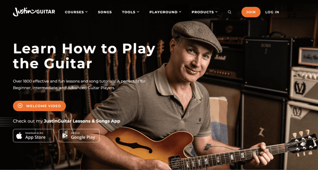 Justin Sandercoe's Justin Guitar home page "Learn How to Play the Guitar"