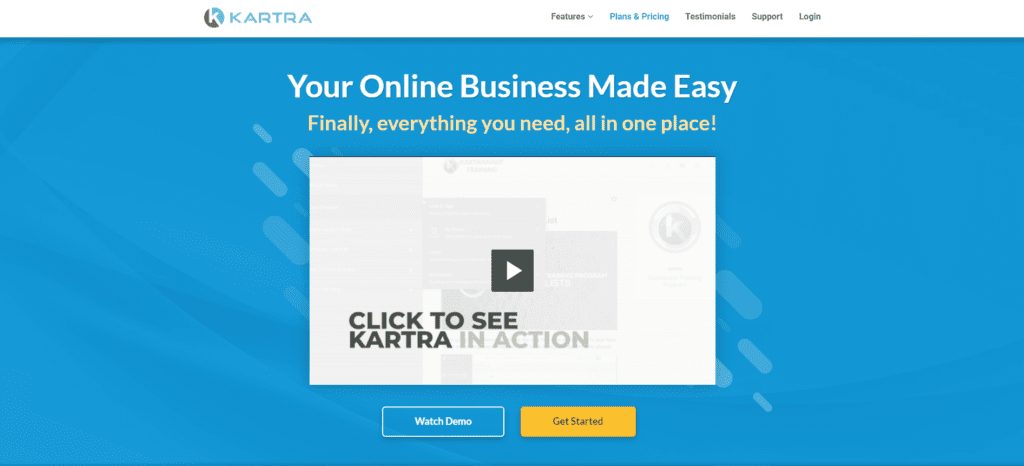Kartra online course platform homepage screenshot