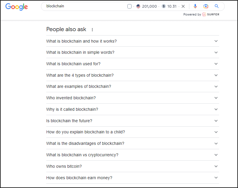 Google Searchn“People also ask section”