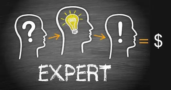 Subject Matter Entrepreneur - Image of line drawing of head of "expert" with an idea
