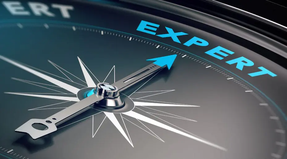 known as expert - compass with needle pointing the word expert