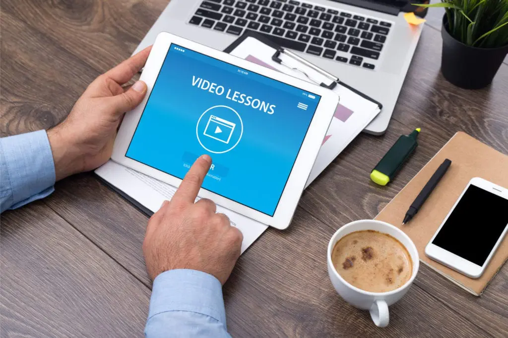 Photo of online video course on iPad