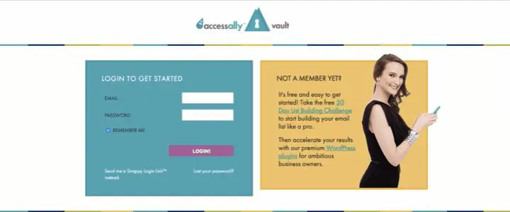 Screenshot of AccessAlly Login Screen
