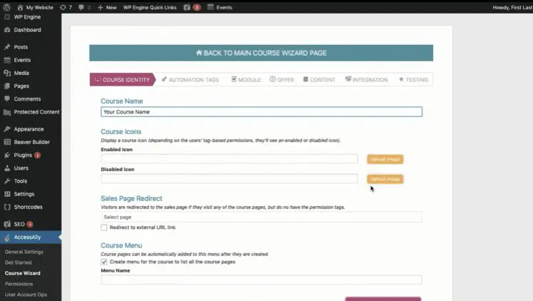 Screenshot of of AccessAlly Course Creation 2