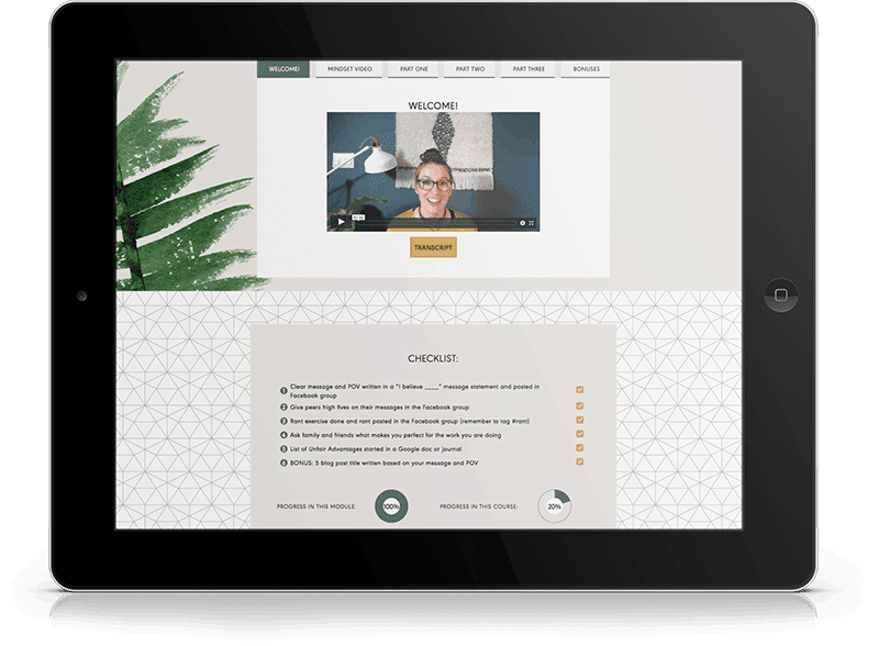 Screenshot of AccessAlly course on tablet