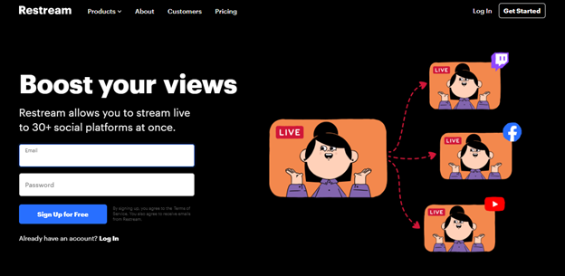 Restream, top live streaming software