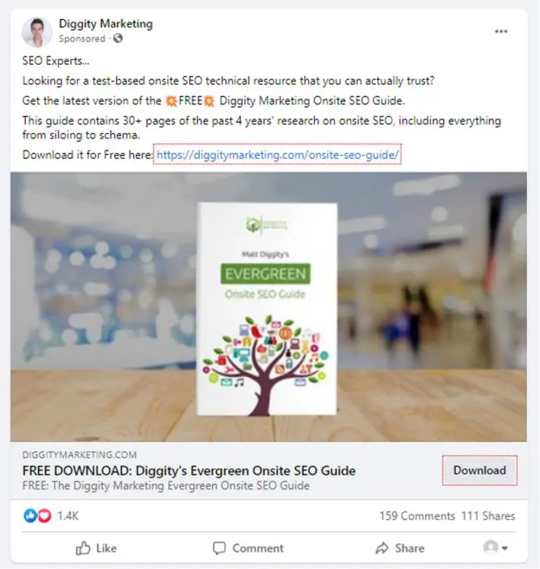 Diggity Marketing Facebook ad