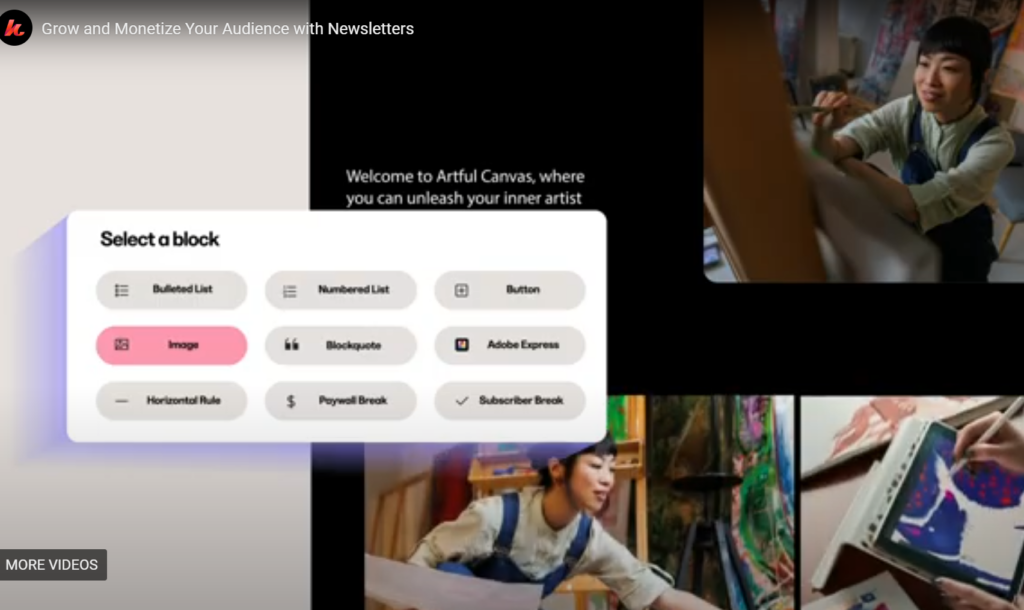 Newsletter web page with Select Block popup and Image highlighted in pink