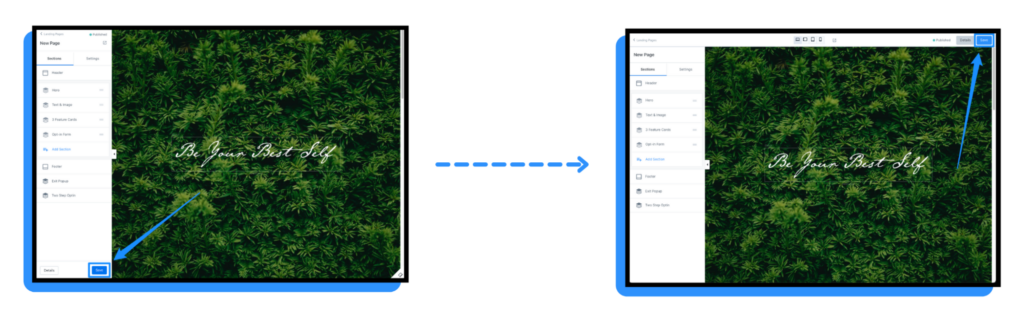 two similar images with blue dotted line between them
image on left has arrow pointing to bottom left
image on right has arrow pointing to upper right