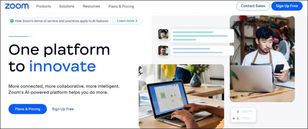 Zoom homepage 