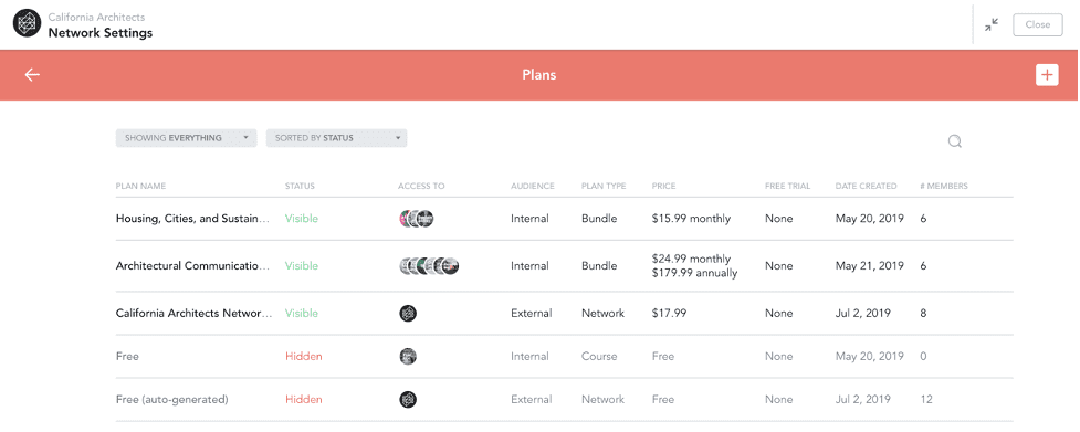 Screenshot of network settings