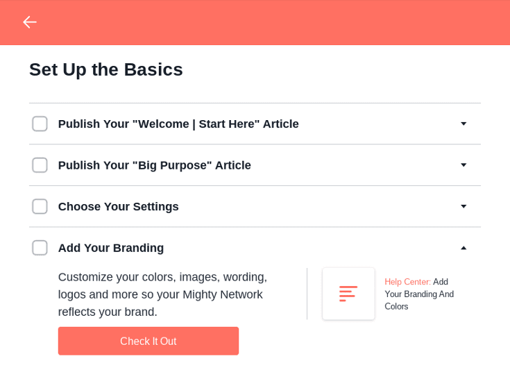 Screenshot of Mighty Networks setup page