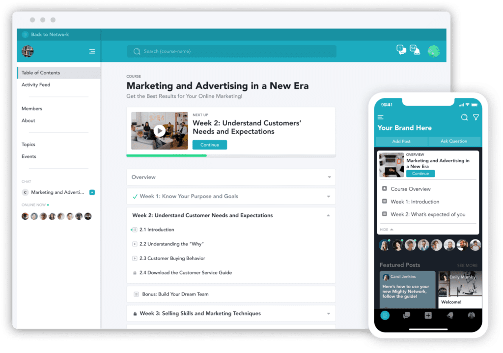 Screenshot of online course for Mighty Networks Review