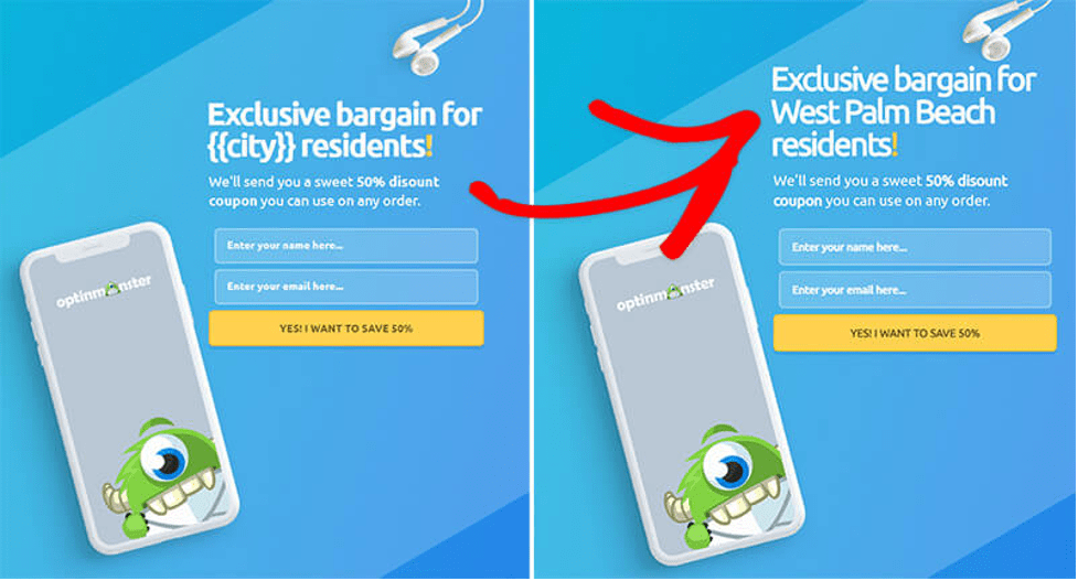 Screenshot of OptinMonster Smart Tags Example