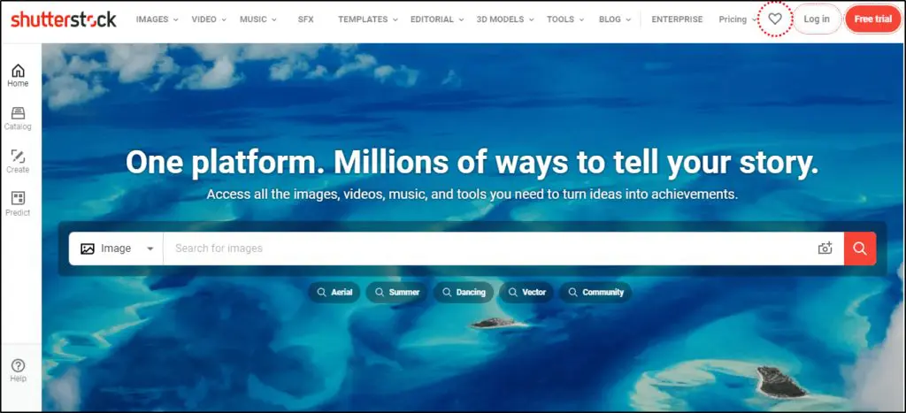 Shutterstock home page