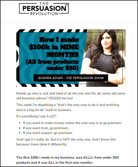 Bushra Azhar’s blog, The Persuasion Revolution: How I made $100k in nine months