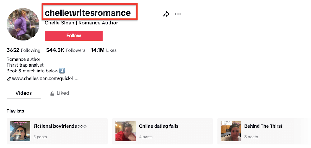 chellewritesromance tiktok profle 