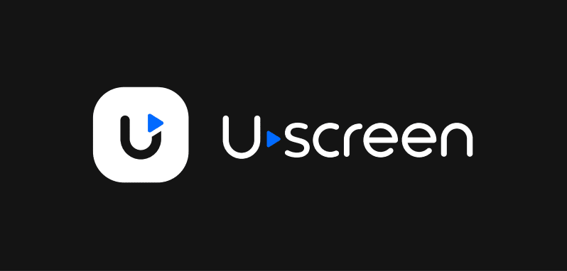 Black background u screen logo and text