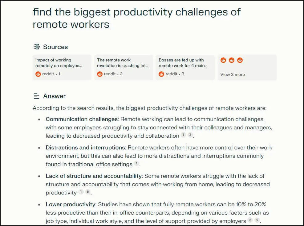 4 sources from reddit and bulleted answers