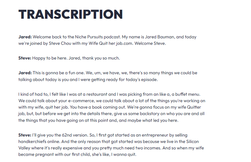 Transcription between Jared and Steve