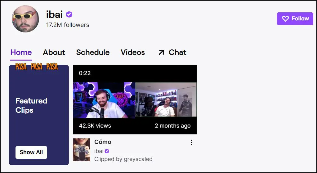 ibai's page on twitch