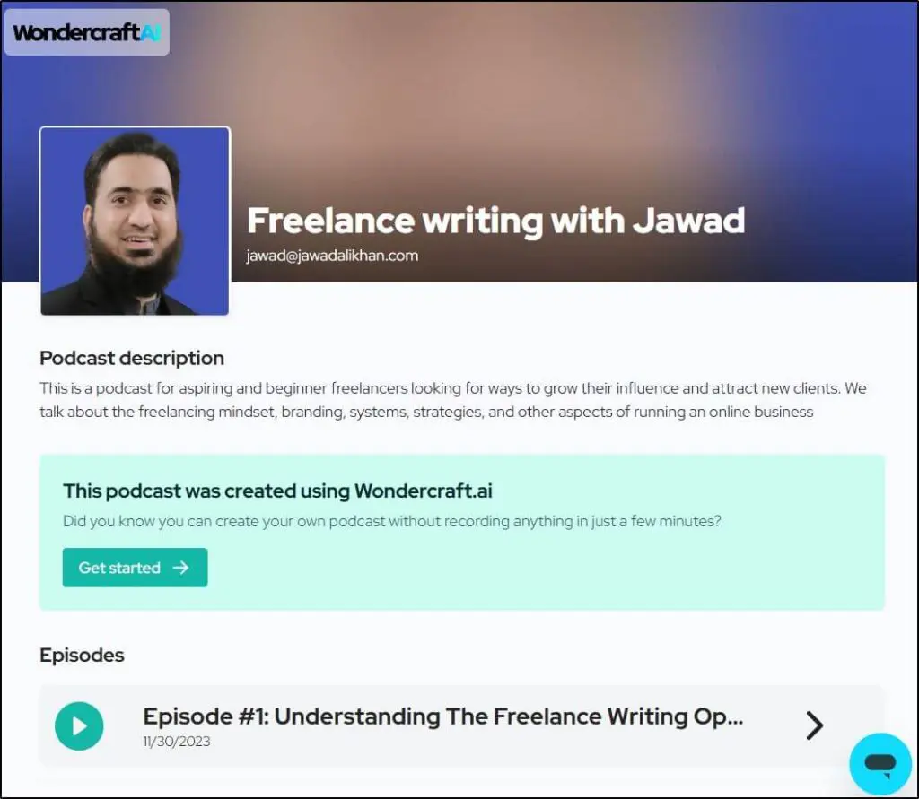 Shows page that comes up for your podcast and a play button next to Episode #1