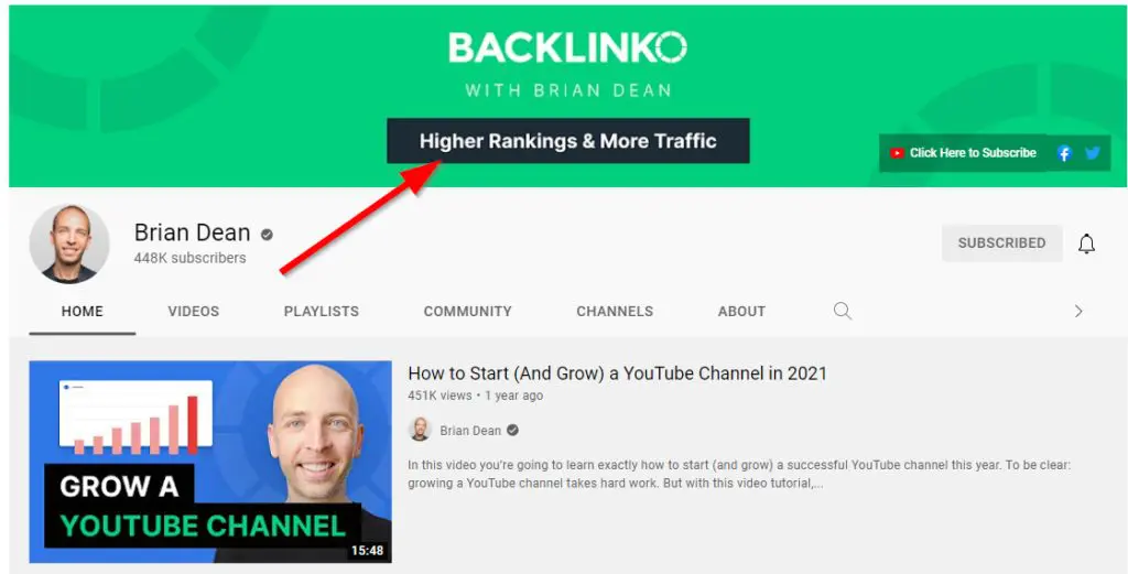 Page that shows how your header appears on your YouTube channel