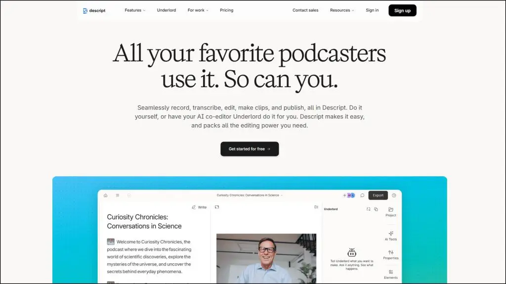 descript for podcasters