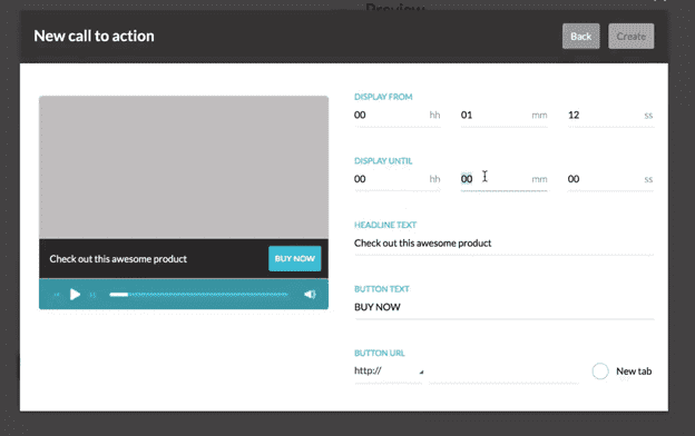 Kartra page that shows how to add the "sign up" or "buy now" to a video