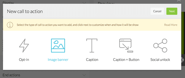 Kartra page to add call to action to videos.