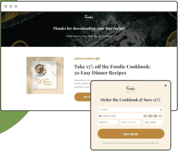 LeadPages credit card payment page