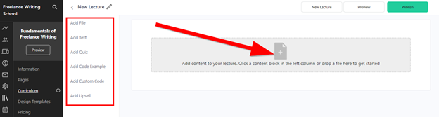 Teachable page for adding module options.
