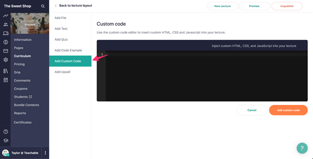 Teachable page for video hosting options