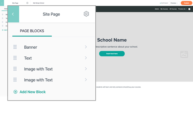 Teachable page for standard design template options