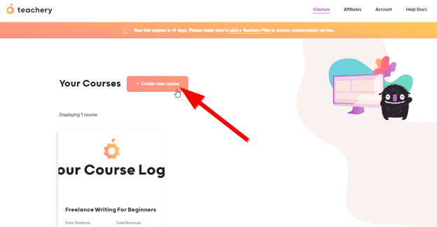 Teachery course creation start page