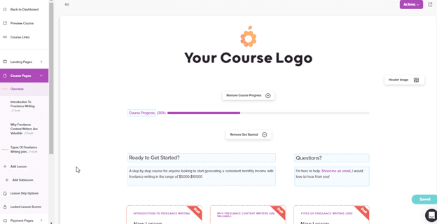 Teachery course page designer