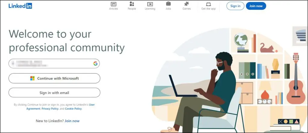 LinkedIn homepage: Welcome to your professional community