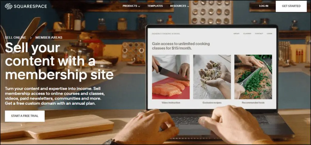 Squarespace membership site home page