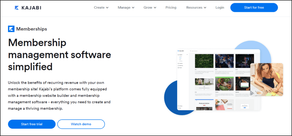 Kajabi memberships home page