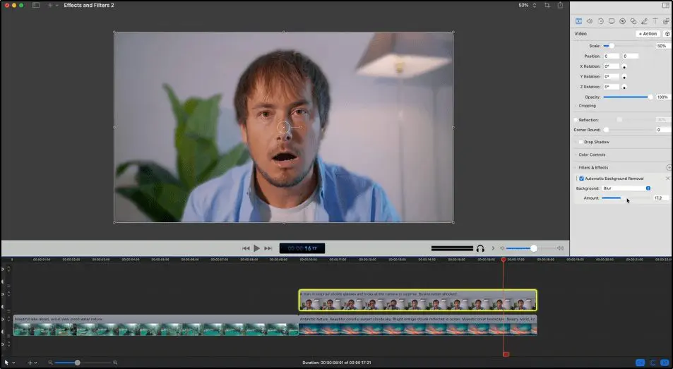 screenshot example to highlight Screenflow's background editing effects