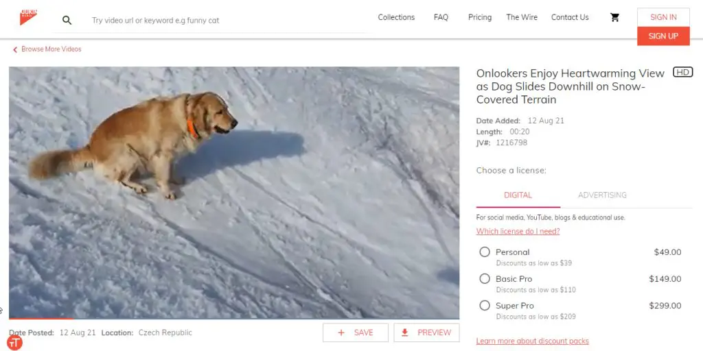 Screen shot of sign up to license your content to media companies