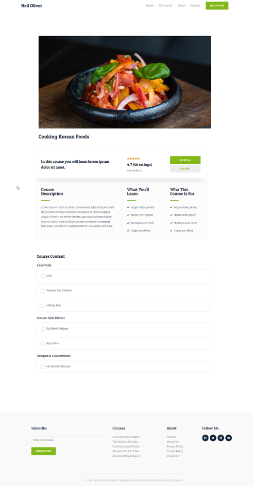 Page with example for LearnDash template