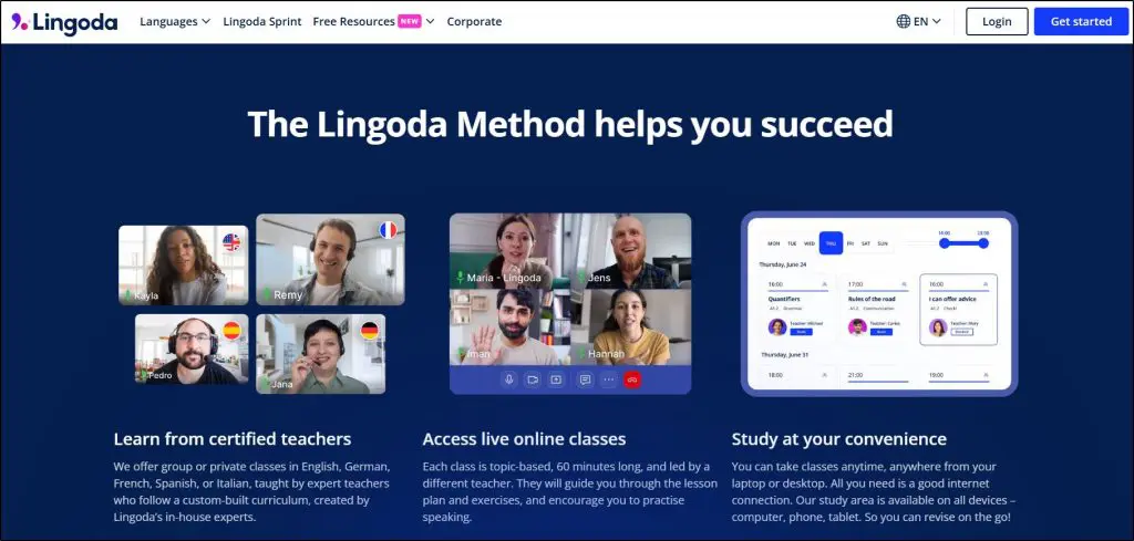 lingoda online learning platform