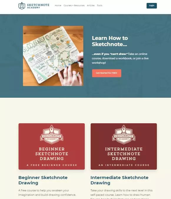 Example of website created on Podia