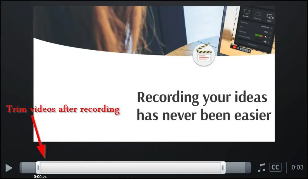 Screencast-O-Matic editing page - trim videos after recording