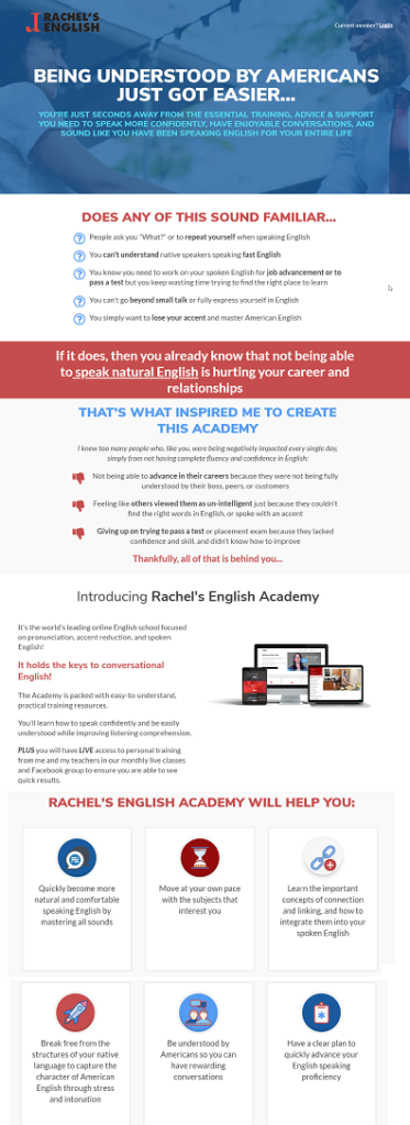 Example one for a course website design and theme on Thinkific
